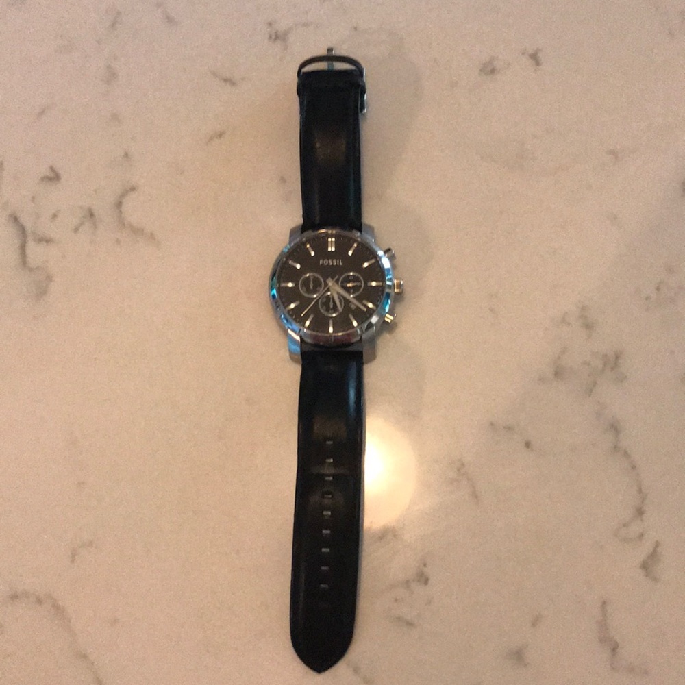 Fossil Watch - Black, Leather - Needs Battery